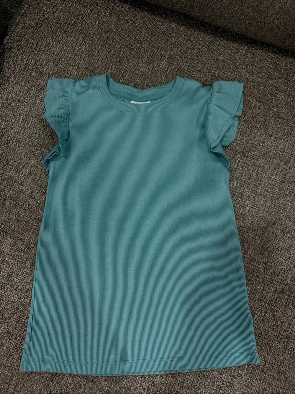 Cat & Jack Teal Ribbed Ruffle-Sleeve Tank Top